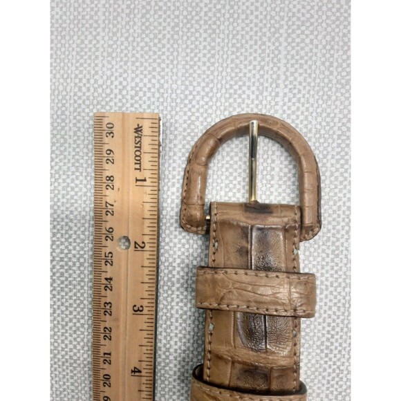 Donna Karan Vintage Large Belt Genuine Caiman Crocodile Brown Made In Italy Rare main image 15